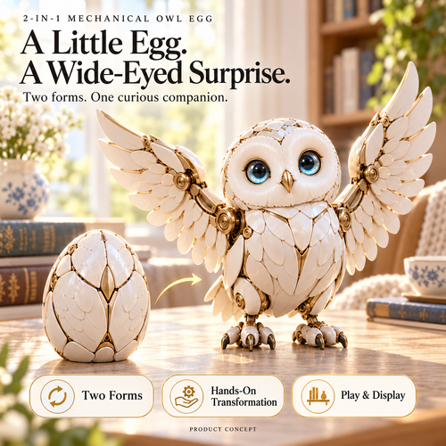 2-in-1 Transforming Mechanical Owl Egg 🦉 | Unfold Surprise, Decor Display Companion, 49% OFF Limited