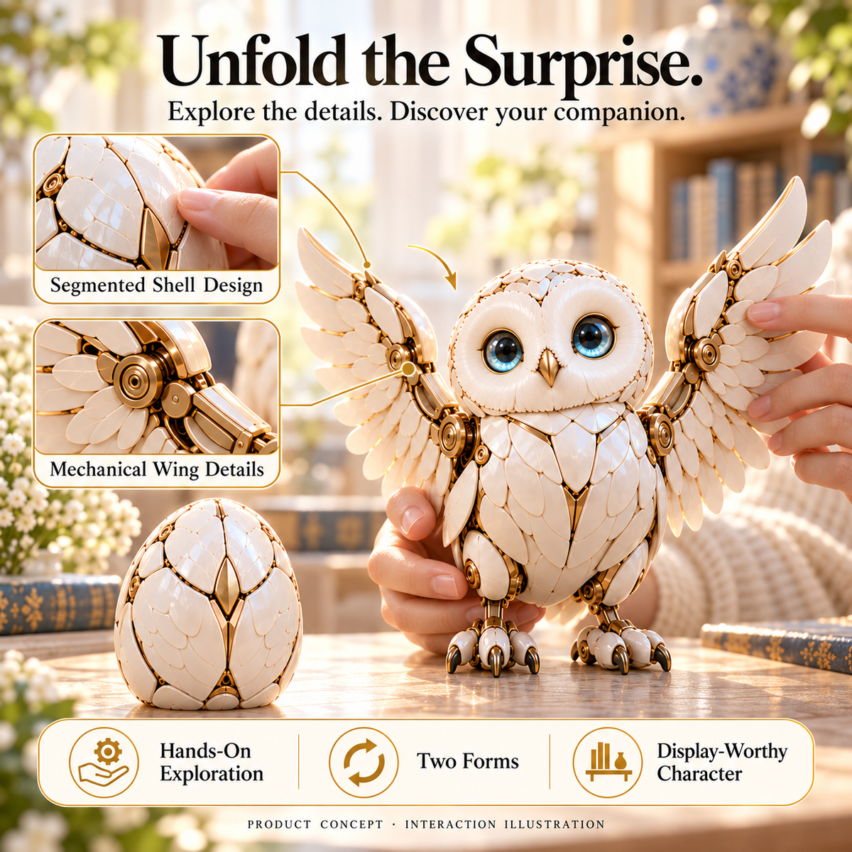 2-in-1 Transforming Mechanical Owl Egg 🦉 | Unfold Surprise, Decor Display Companion, 49% OFF Limited
