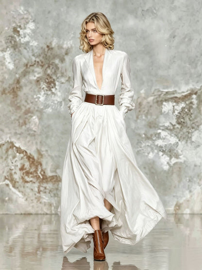 Elegant Belted Maxi Dress – Fall/Winter 2026