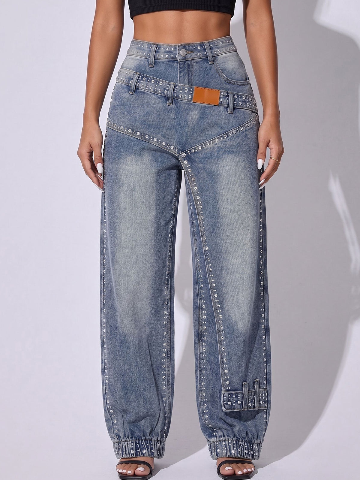 Rhinestone Cargo Jogger Jeans