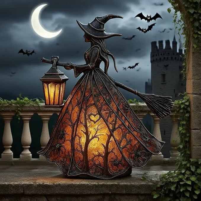 🧙‍♀️ Enchanted Witch Lantern Lamp – Spooky Halloween Table Decor 🎃✨