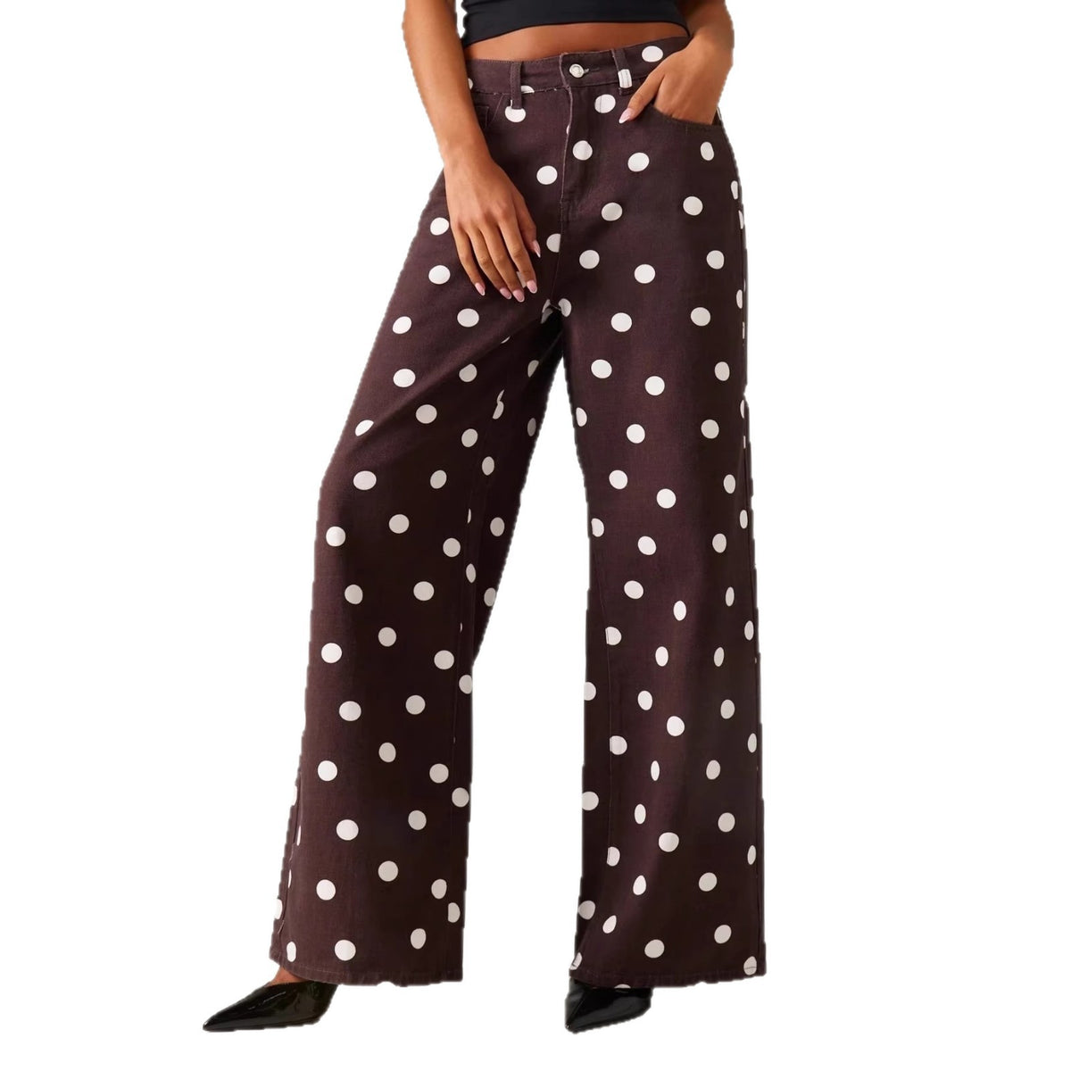 Polka Dot Relaxed Denim Jeans