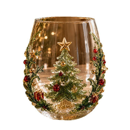 🎅 Santa & Snowman Christmas Glass – Hand-Painted Holiday Drinkware