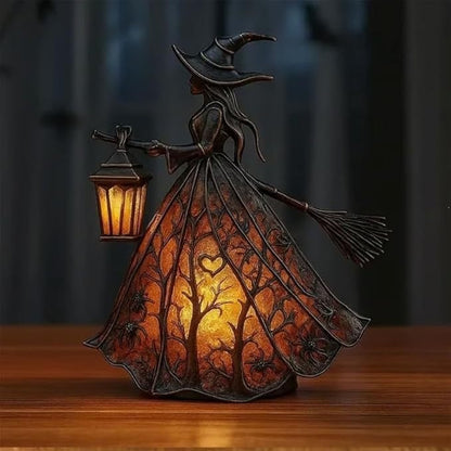 🧙‍♀️ Enchanted Witch Lantern Lamp – Spooky Halloween Table Decor 🎃✨