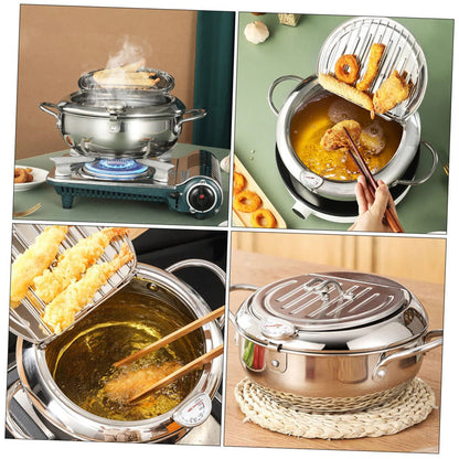 🍤🔥 Japanese Tempura Frying Pot – Oil-Saving Stainless Steel Fryer with Temperature Control! ✨