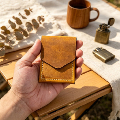 💳✨ Handmade Genuine Leather Wallet for Men – Slim Magnetic Card & Cash Holder