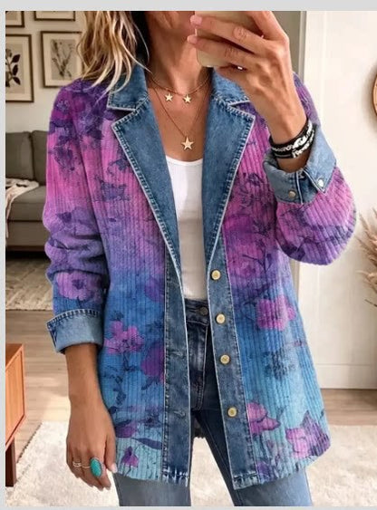 Leopard Print Denim Jacket – Women's Casual Oversized Style