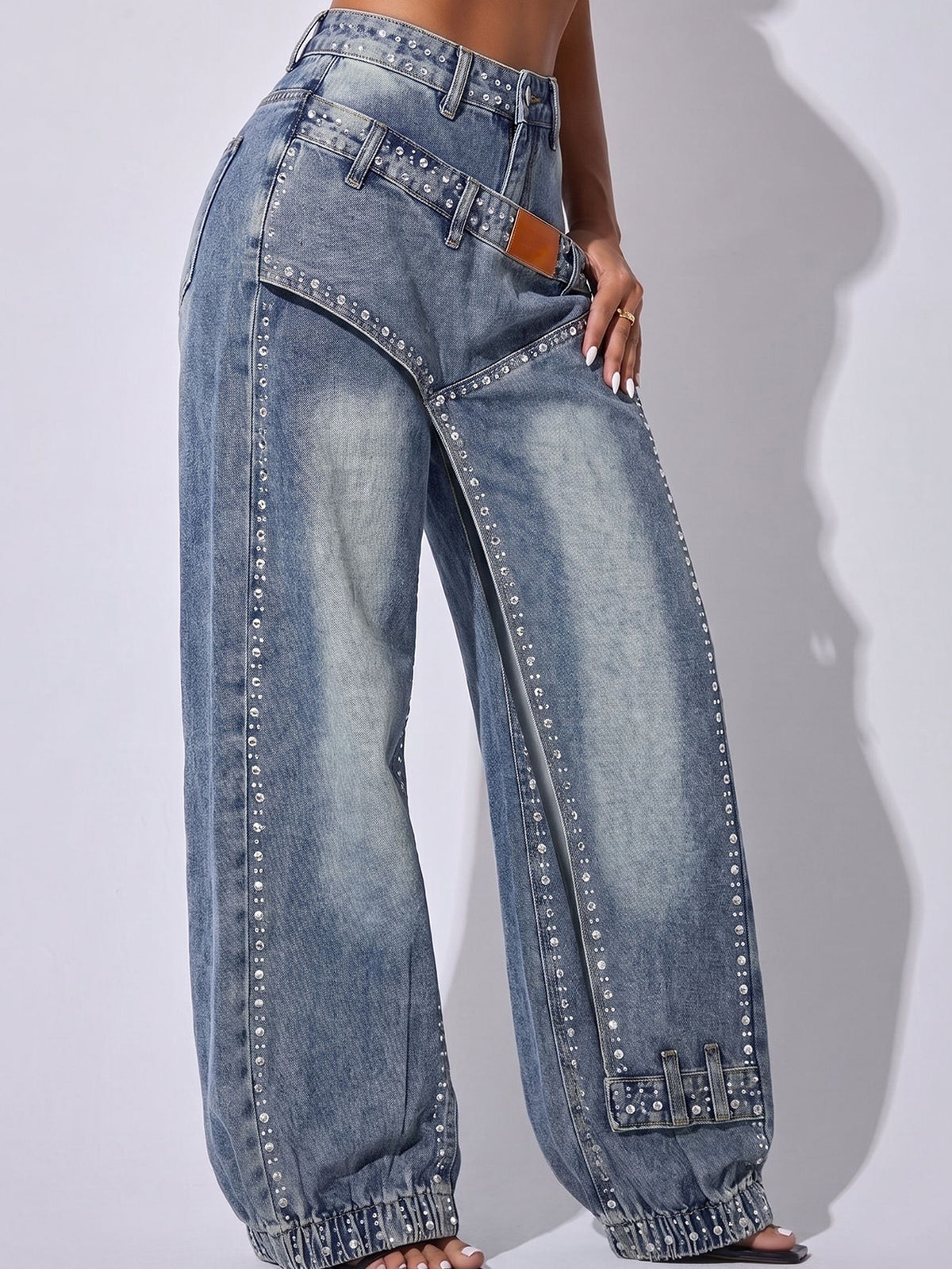Rhinestone Cargo Jogger Jeans