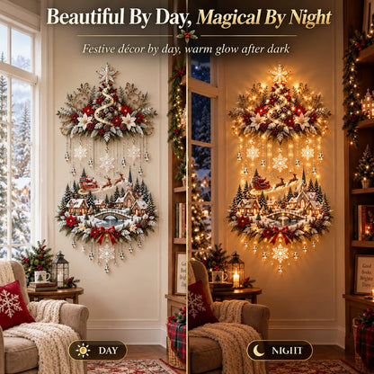 ✨ Lighted Christmas Tree Village Wall Decor – Festive Holiday Display