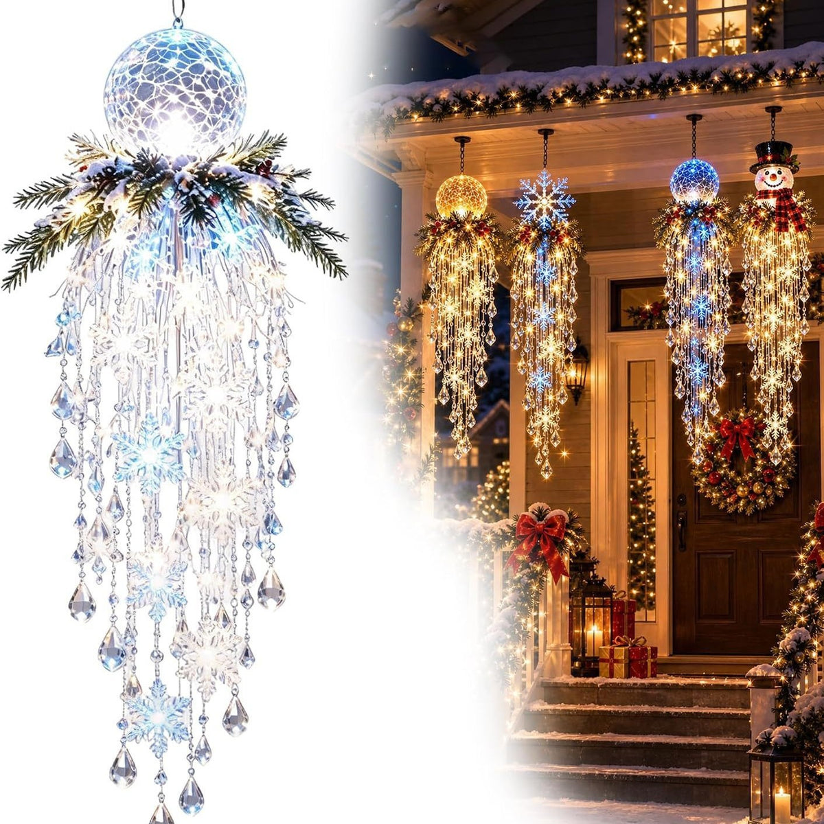 ❄️ Cascading Christmas Waterfall Lights – Festive Outdoor Hanging Decor ✨