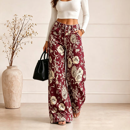 Women’s Plus Size Lightweight Denim-Look Wide Leg Pants