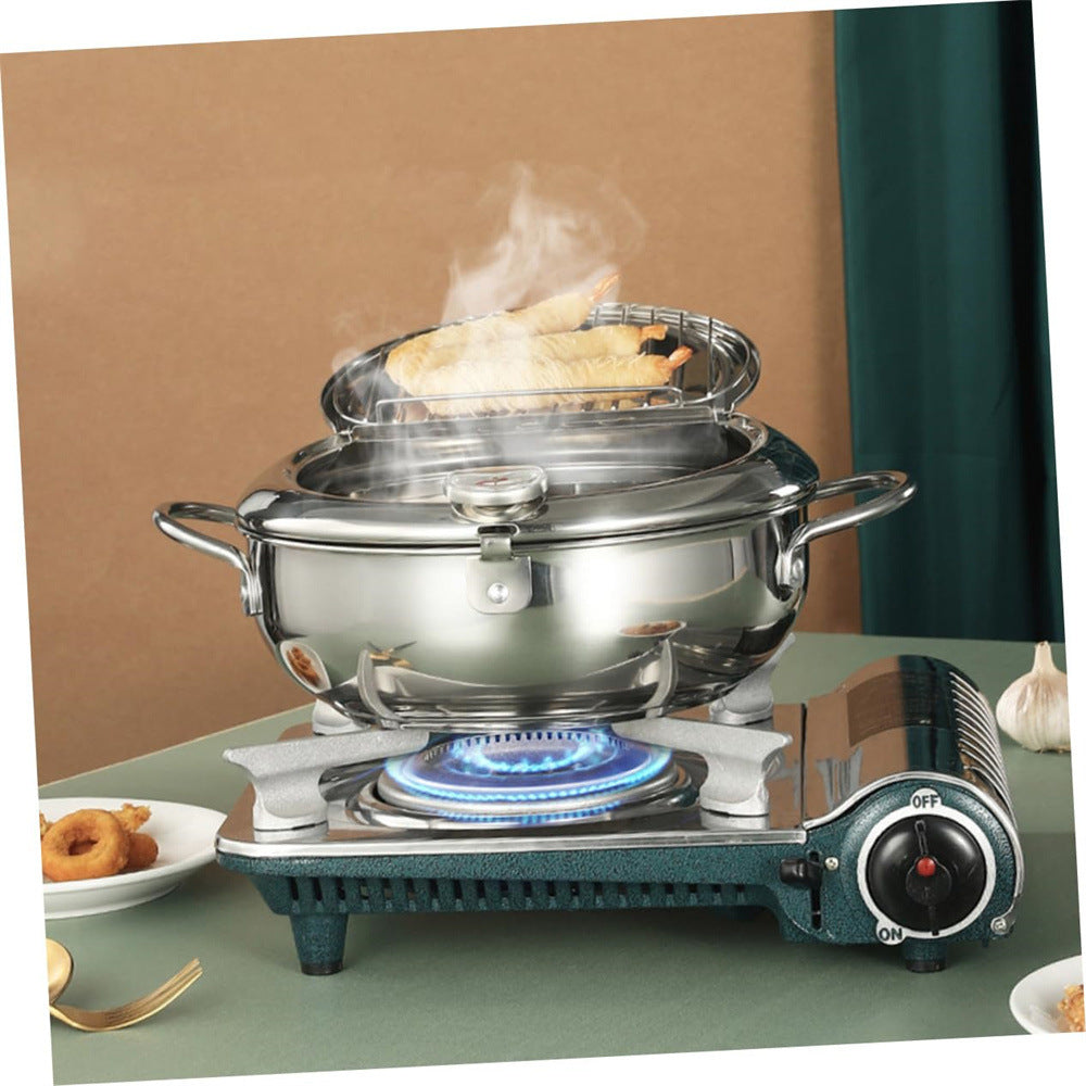 🍤🔥 Japanese Tempura Frying Pot – Oil-Saving Stainless Steel Fryer with Temperature Control! ✨