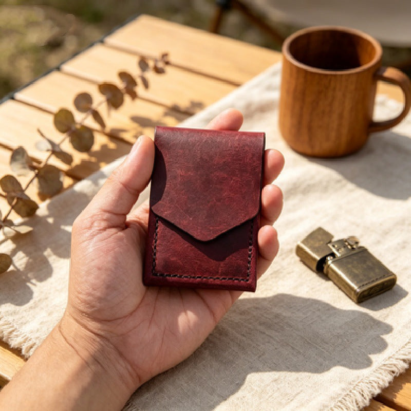 💳✨ Handmade Genuine Leather Wallet for Men – Slim Magnetic Card & Cash Holder