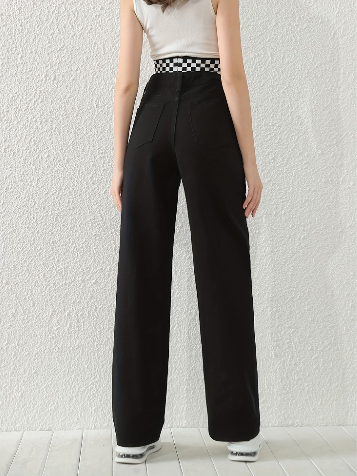 Women’s Rhinestone High-Waist Wide Leg Jeans