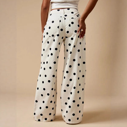 Polka Dot Relaxed Denim Jeans