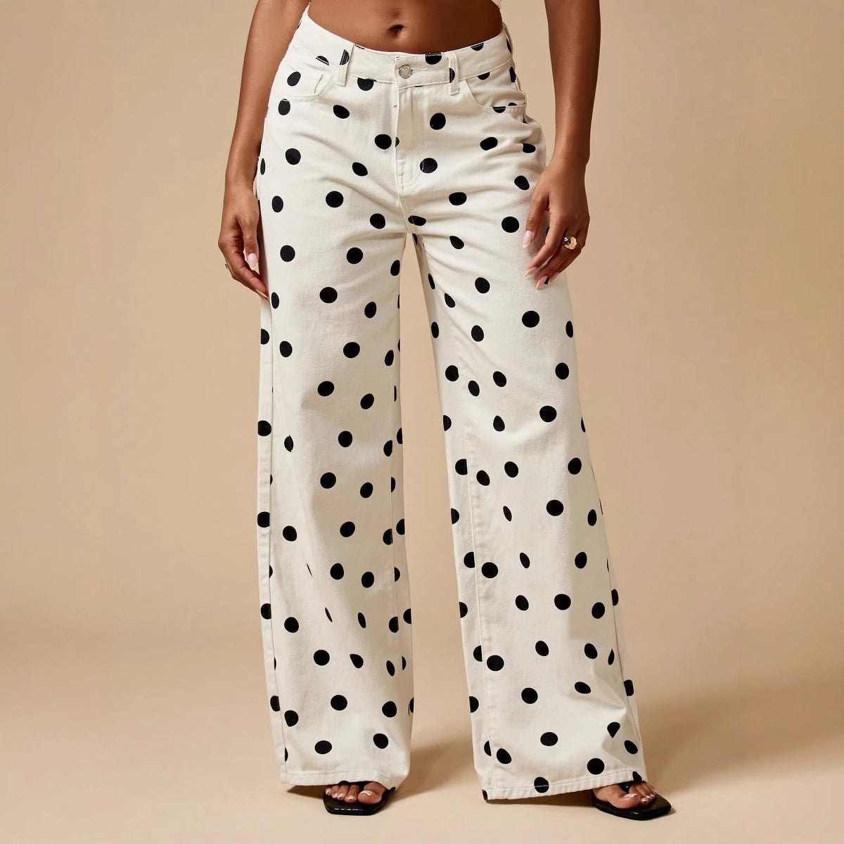 Polka Dot Relaxed Denim Jeans