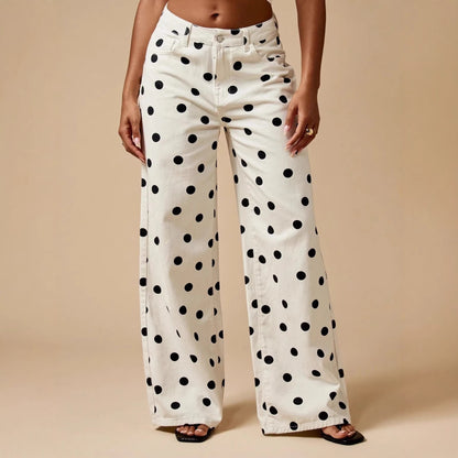 Polka Dot Relaxed Denim Jeans