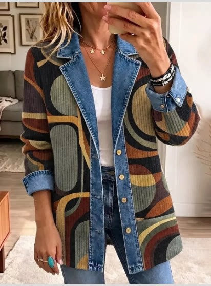 Leopard Print Denim Jacket – Women's Casual Oversized Style