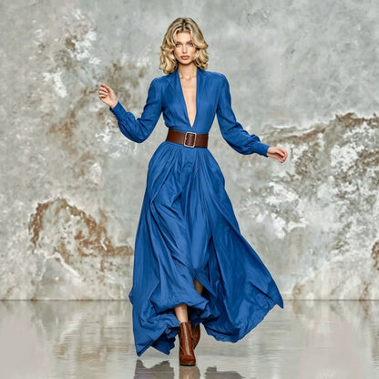 Elegant Belted Maxi Dress – Fall/Winter 2026