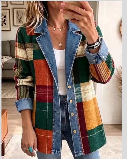 Leopard Print Denim Jacket – Women's Casual Oversized Style