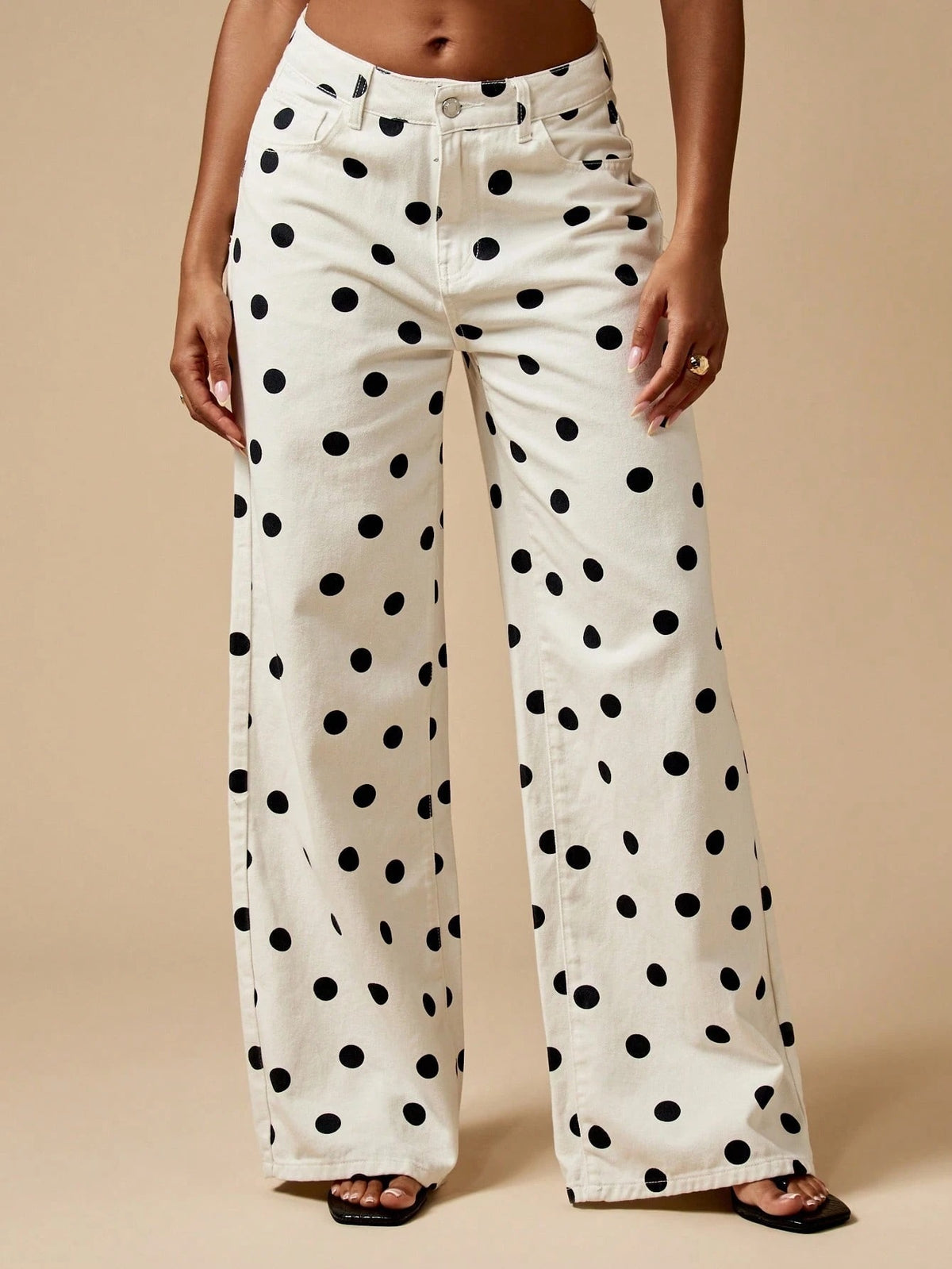 Polka Dot Relaxed Denim Jeans