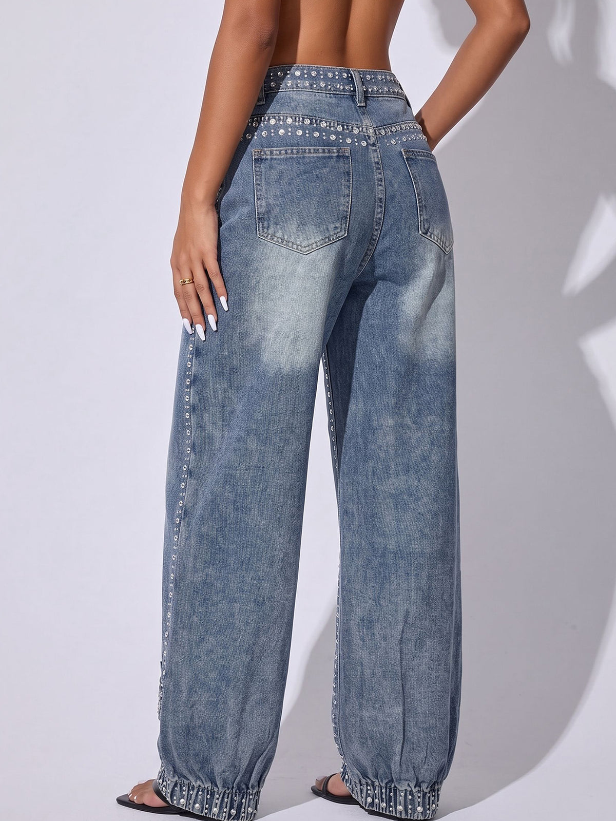 Rhinestone Cargo Jogger Jeans