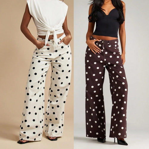 Polka Dot Relaxed Denim Jeans
