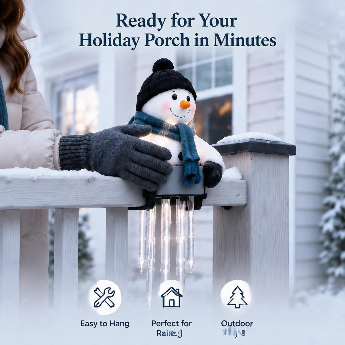 ☃️ WinterGlow Snowman Icicle Lights – Magical Christmas Hanging Decor ✨