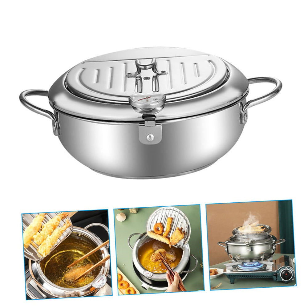 🍤🔥 Japanese Tempura Frying Pot – Oil-Saving Stainless Steel Fryer with Temperature Control! ✨