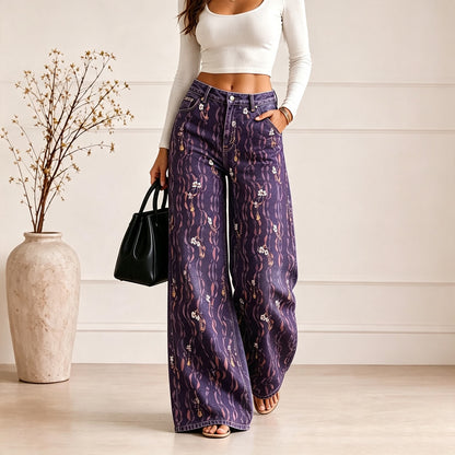 Women’s Plus Size Lightweight Denim-Look Wide Leg Pants