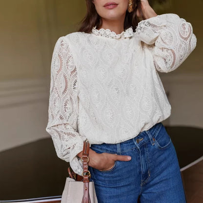 Women’s French Lace Mock Neck Top