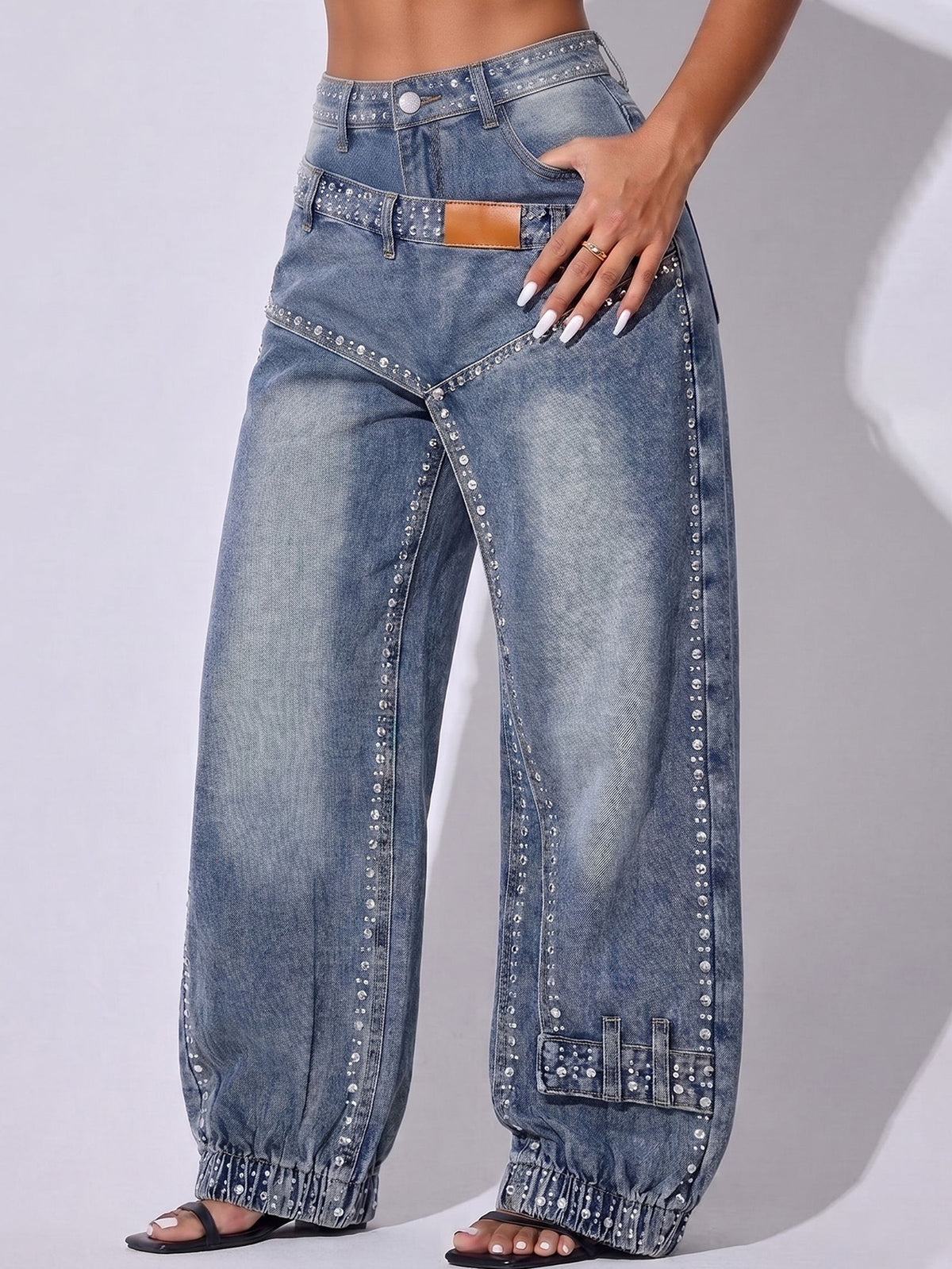 Rhinestone Cargo Jogger Jeans