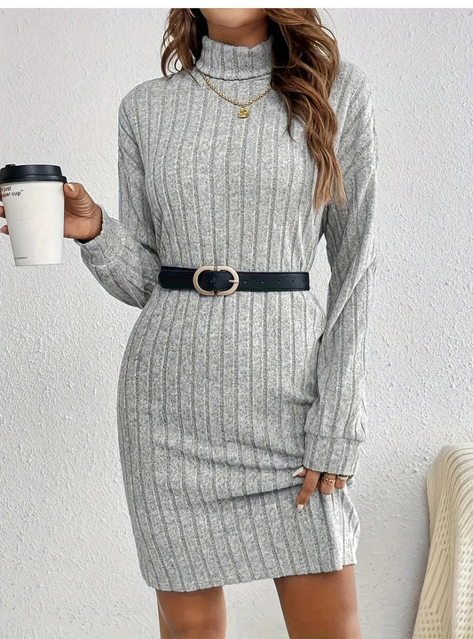 Casual Turtleneck Knit Dress – Fall/Winter Women's Style