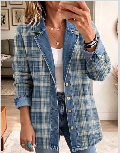 Leopard Print Denim Jacket – Women's Casual Oversized Style