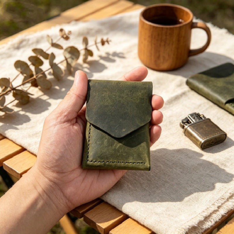 💳✨ Handmade Genuine Leather Wallet for Men – Slim Magnetic Card & Cash Holder