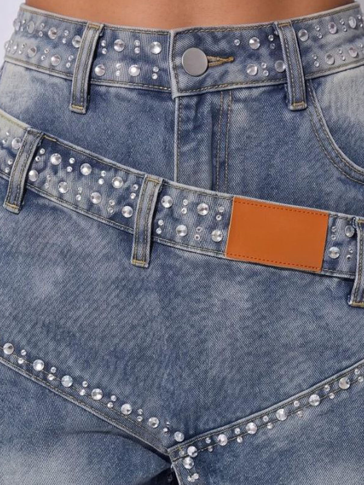Rhinestone Cargo Jogger Jeans