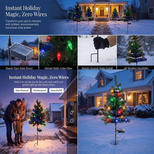 🎄 Solar Christmas Tree Garden Light – Festive Outdoor Holiday Decor