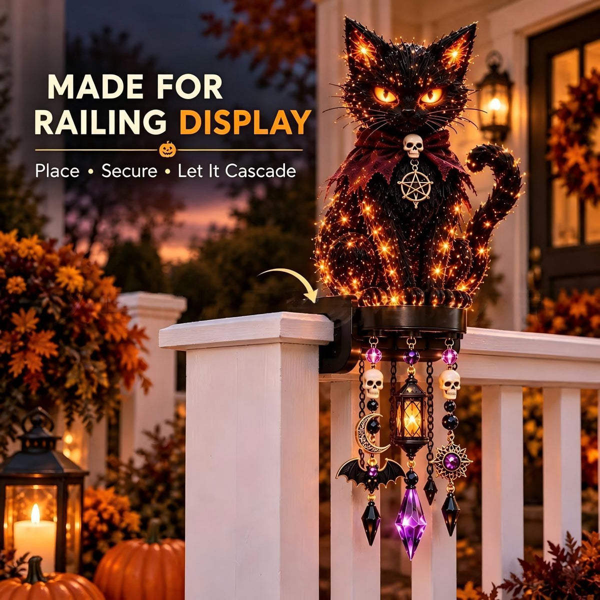 🎃 Spooky Character Cascade Railing Lights – Halloween Hanging Decor ✨