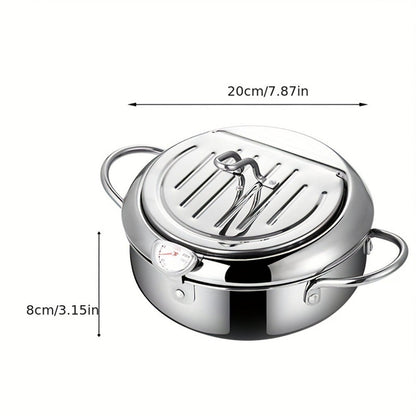 🍤🔥 Japanese Tempura Frying Pot – Oil-Saving Stainless Steel Fryer with Temperature Control! ✨
