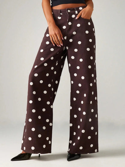 Polka Dot Relaxed Denim Jeans