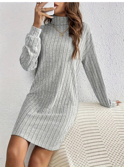 Casual Turtleneck Knit Dress – Fall/Winter Women's Style