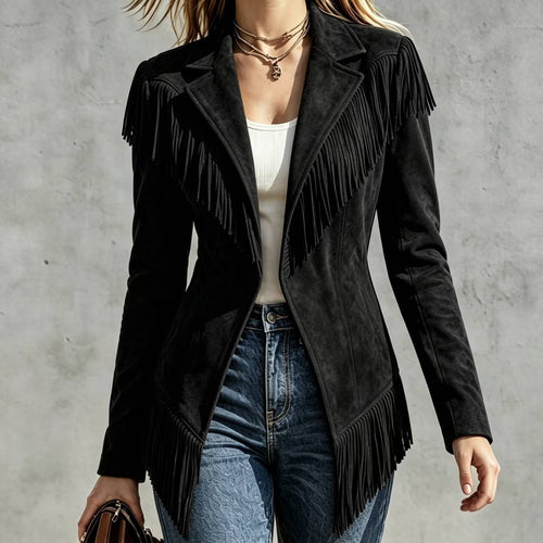 Faux Suede Fringe Jacket