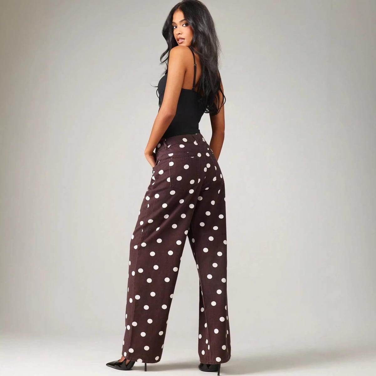 Polka Dot Relaxed Denim Jeans