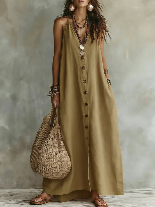 🌿 Boho Linen Maxi Dress: Effortless Summer Style