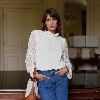 Women’s French Lace Mock Neck Top