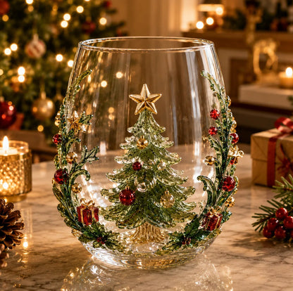 🎅 Santa & Snowman Christmas Glass – Hand-Painted Holiday Drinkware