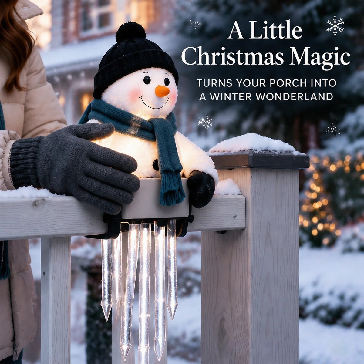 ☃️ WinterGlow Snowman Icicle Lights – Magical Christmas Hanging Decor ✨