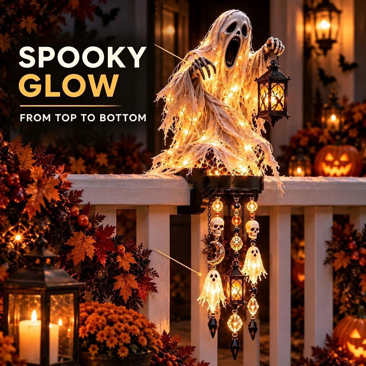 🎃 Spooky Character Cascade Railing Lights – Halloween Hanging Decor ✨