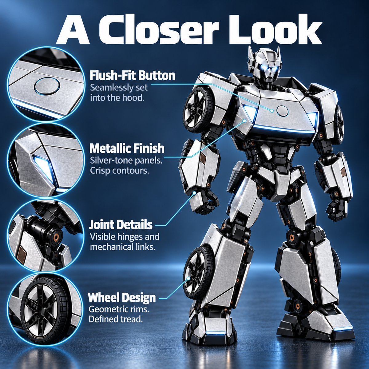 🏎️🤖 2-in-1 Transforming Sports Car – Silver Robot Mecha Toy ⚡