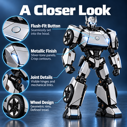 🏎️🤖 2-in-1 Transforming Sports Car – Silver Robot Mecha Toy ⚡